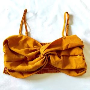 New XS Crop Top Mustard Yellow Adjustable Crop Top Floral Fall Autumn